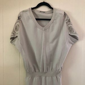 Light Blue Cotton Dress with Lace Detail - S